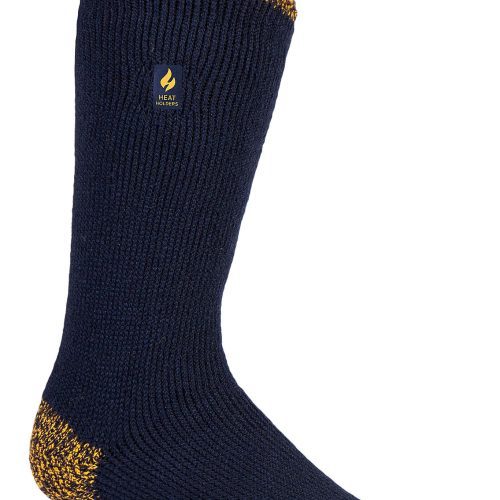 Heat Holders Worxx Men's Big/Tall Hank Lite Contrast Thermal Sock Navy/Yellow #color_navy/yellow