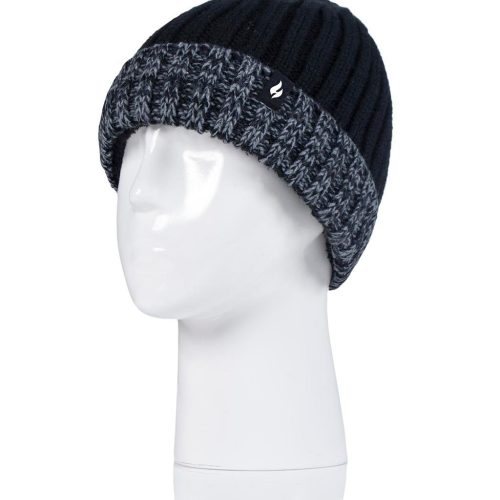 Heat Holders Boys Roll Up Thermal Hat Black/Grey #color_black/grey