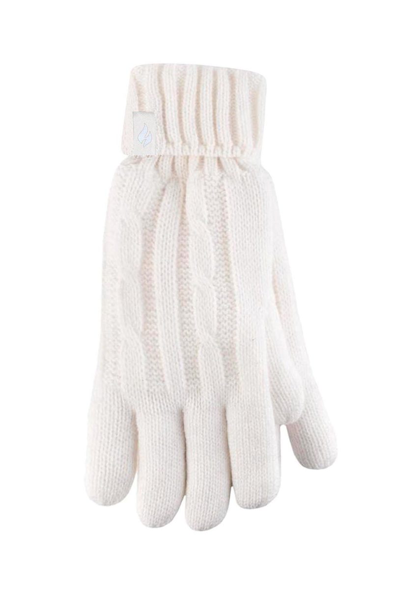 Heat Holders Women's Amelia Cable Knit Thermal Gloves Cream #color_cream