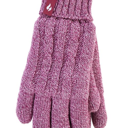 Heat Holders Women's Amelia Cable Knit Thermal Gloves Rose #color_rose