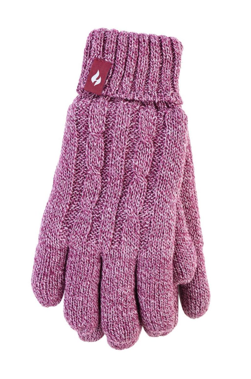 Heat Holders Women's Amelia Cable Knit Thermal Gloves Rose #color_rose