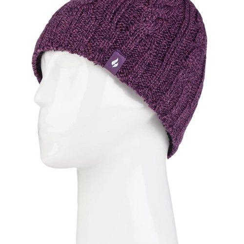 Women's Knitted Thermal Hat Purple #color_purple