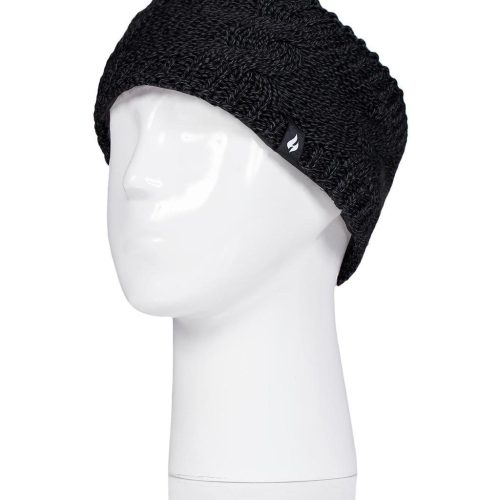 Heat Holders Women's Alta Cable Knit Thermal Headband Black #color_black