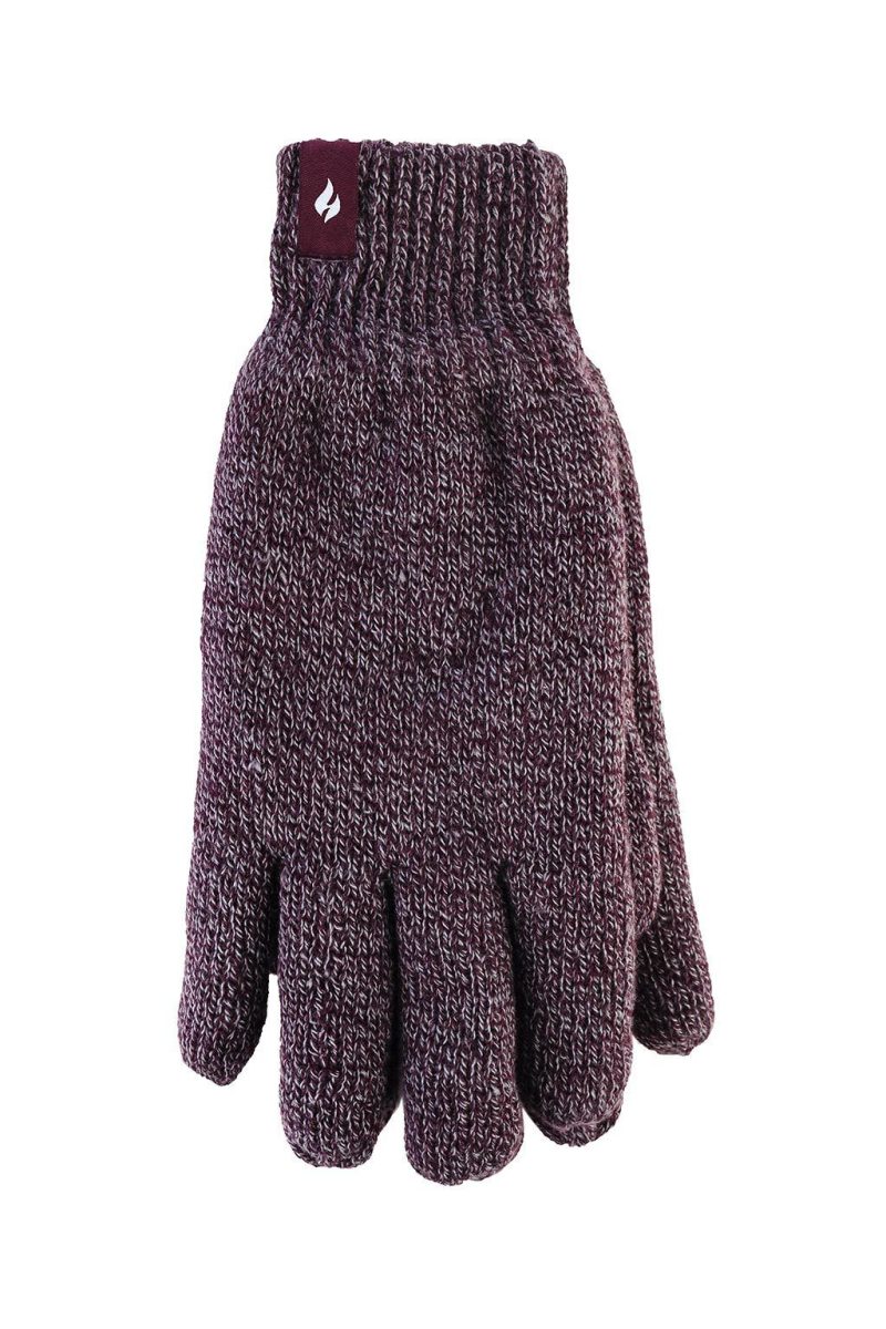 Heat Holders Men's Nevis Flat Knit Thermal Gloves Burgundy #color_burgundy