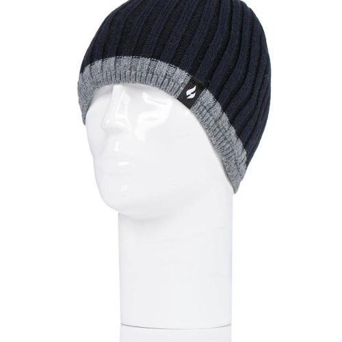 Heat Holders Men's Breacon Ribbed Contrast Thermal Hat Black #color_black