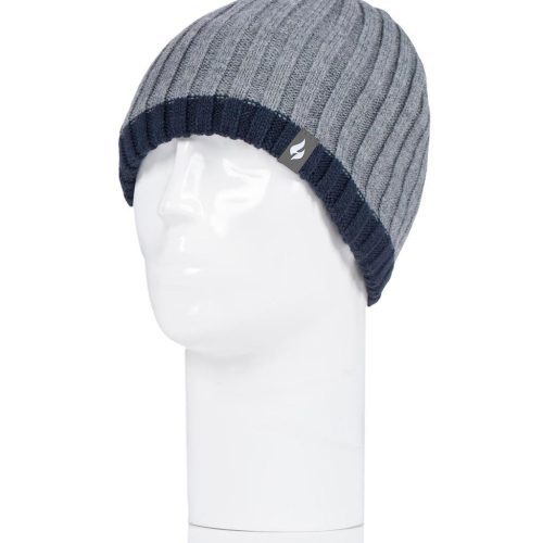 Heat Holders Men's Breacon Ribbed Contrast Thermal Hat Pebble Grey #color_pebble grey