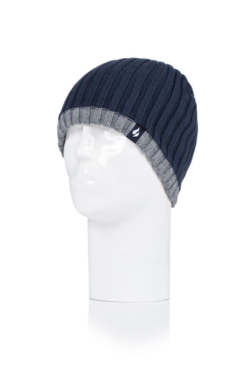 Heat Holders Men's Breacon Ribbed Contrast Thermal Hat Navy #color_navy