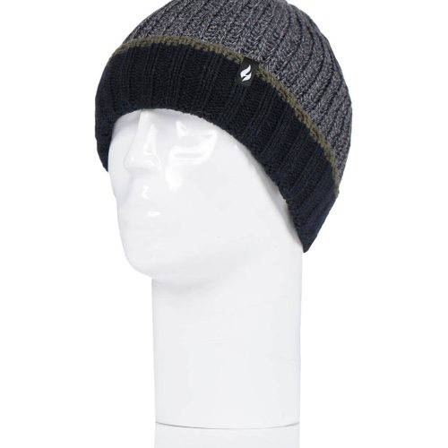 Heat Holders Men's Cheviot Ribbed Thermal Hat Black/Pebble #color_black/pebble