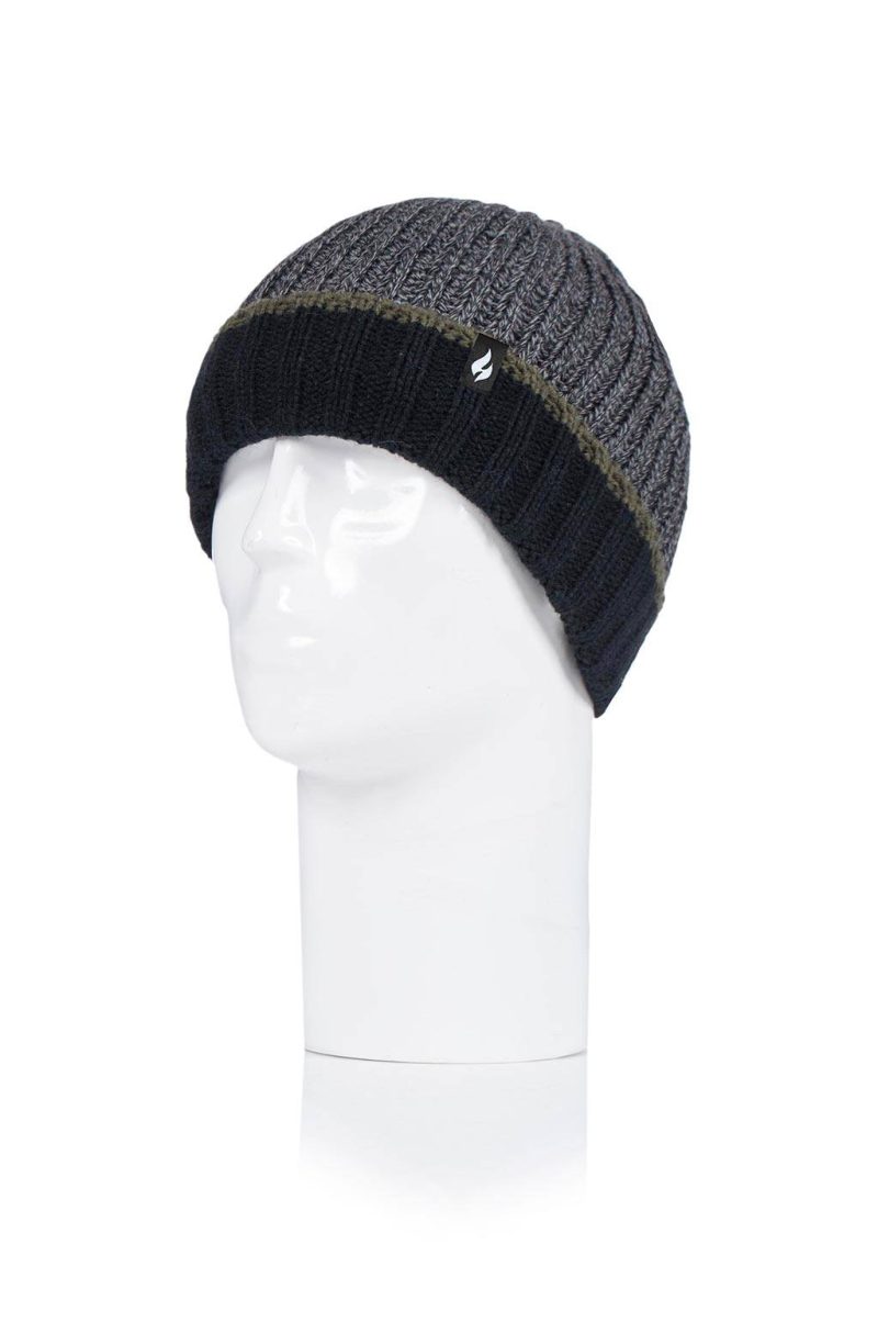 Heat Holders Men's Cheviot Ribbed Thermal Hat Black/Pebble #color_black/pebble