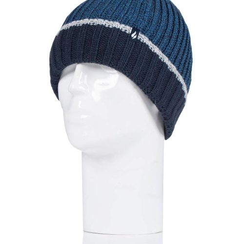 Heat Holders Men's Cheviot Ribbed Thermal Hat Navy/Fjord Blue #color_navy/fjord blue