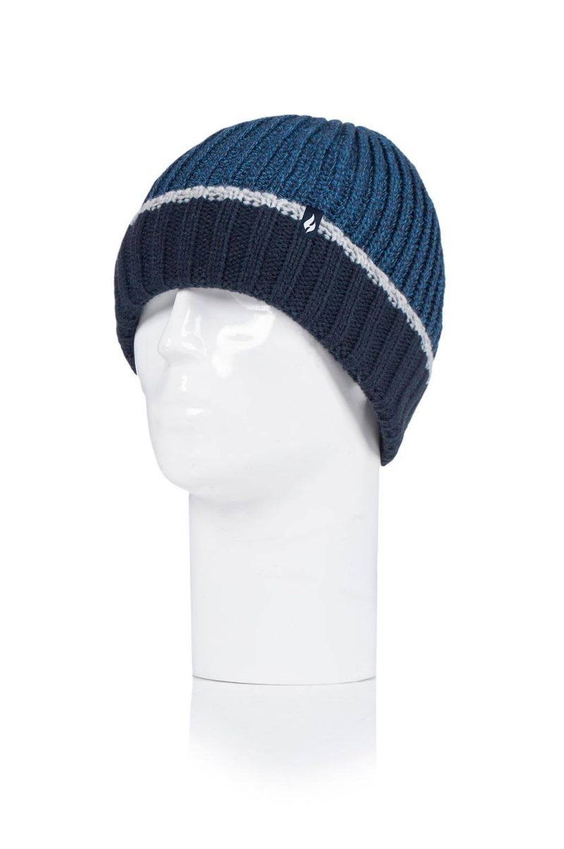 Heat Holders Men's Cheviot Ribbed Thermal Hat Navy/Fjord Blue #color_navy/fjord blue