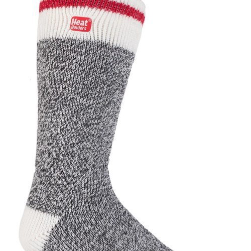 Heat Holders Men's Bunting Lite Cream Block Twist Thermal Crew Sock Charcoal #color_charcoal