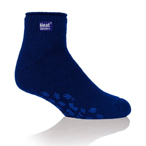 Heat Holders Solid Thermal Ankle Slipper Sock Deep Blue With Blue Grip #color_deep blue with blue grip