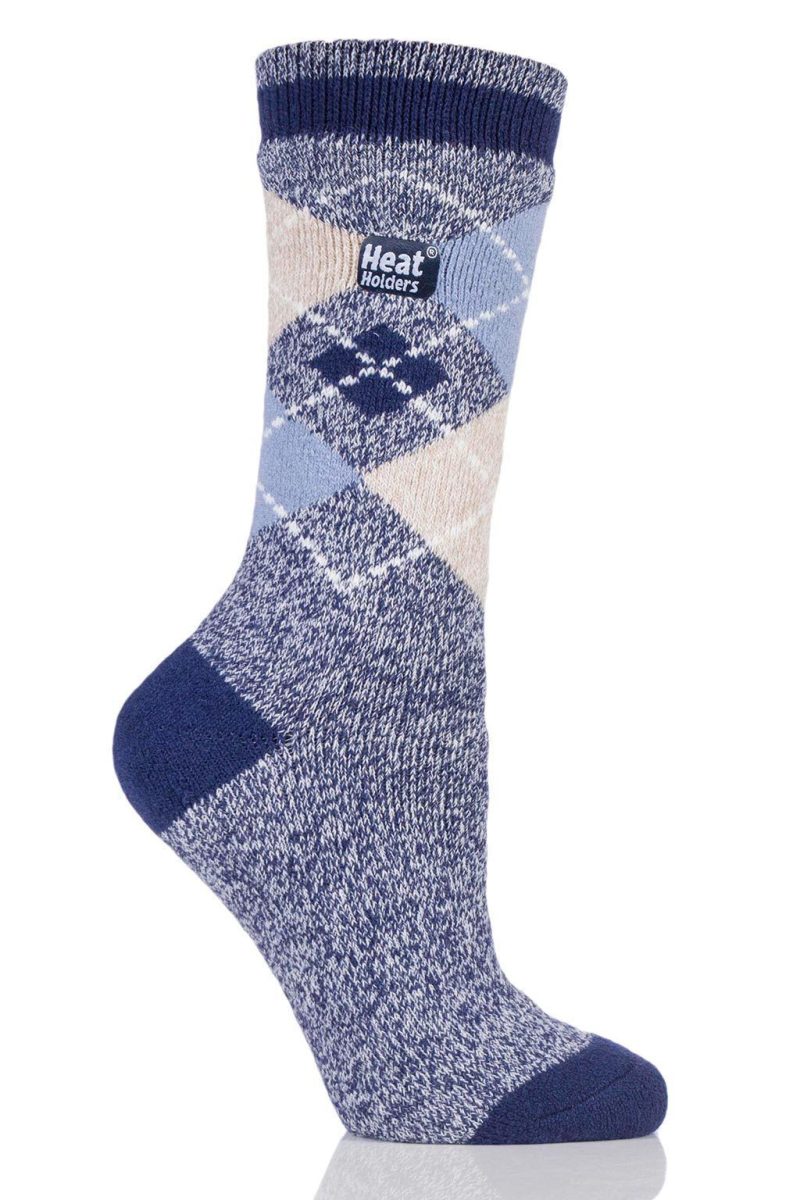 Heat Holders Women's Azelia Argyle Thermal Crew Sock Soft Navy/Cream #color_soft navy/cream