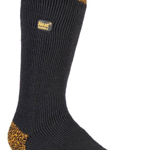 Heat Holders Worxx Men's Bruce Original Thermal Crew Socks Charcoal/Yellow #color_charcoal/yellow