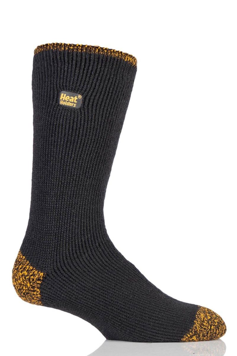 Heat Holders Worxx Men's Bruce Original Thermal Crew Socks Charcoal/Yellow #color_charcoal/yellow