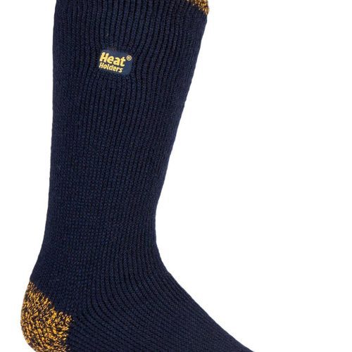 Heat Holders Worxx Men's Bruce Original Thermal Crew Socks Navy/Yellow #color_navy/yellow